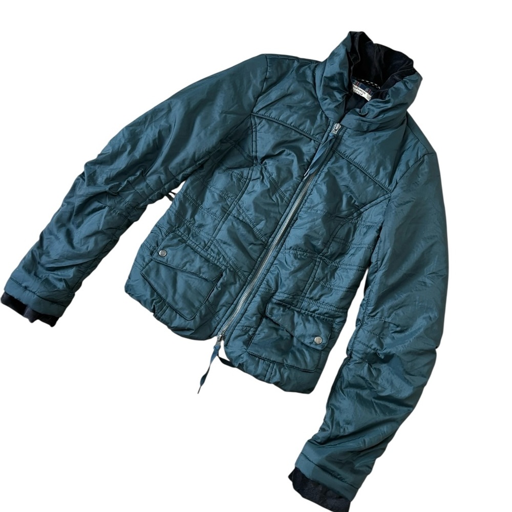 Vintage Free People Teal Zipped Up Puffer Jacket Size 0